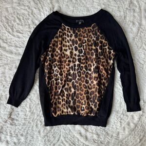 Express Leopard Print Top with Black Trim